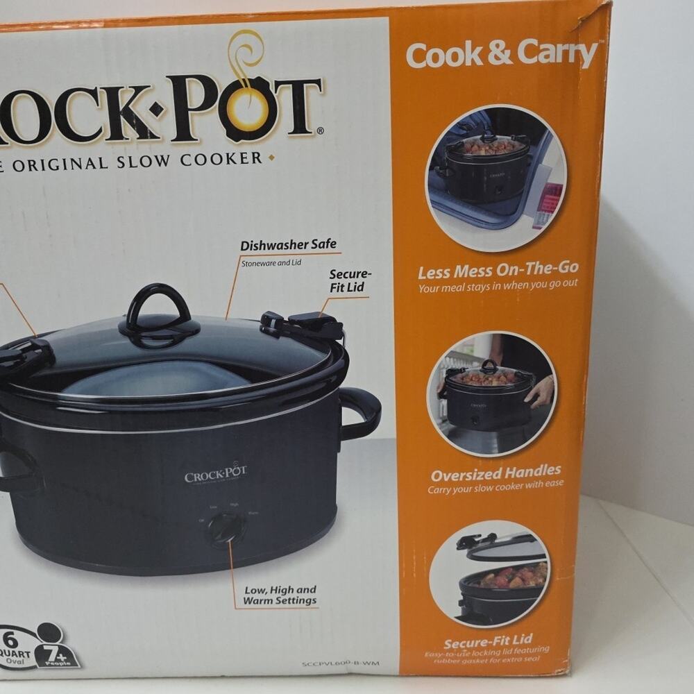 Crock Pot Slow Cooker Original COOK & CARRY 6 QT. OVAL #SCCPVL600 New - Picture 3 of 6